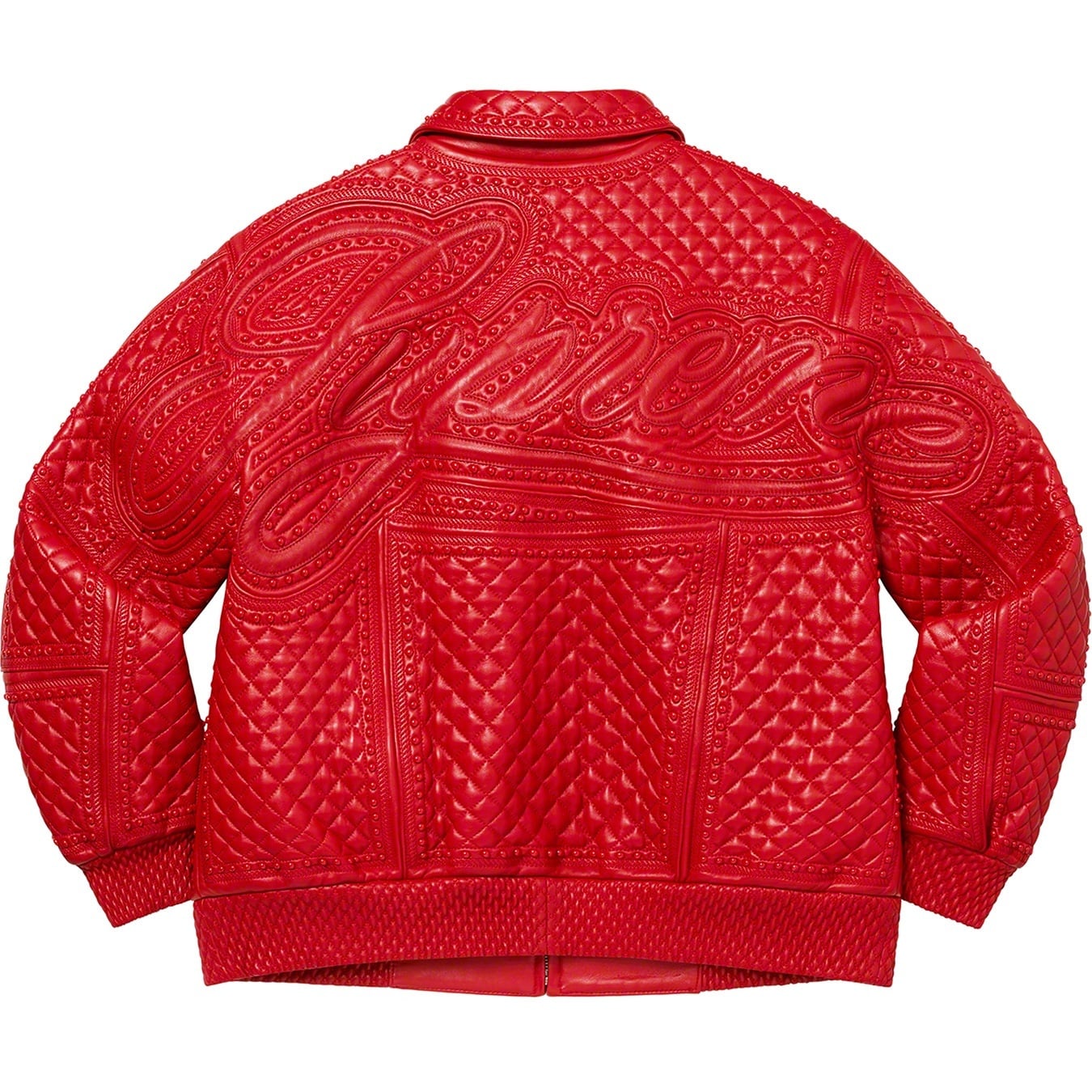 Studded Quilted Leather Jacket view 3